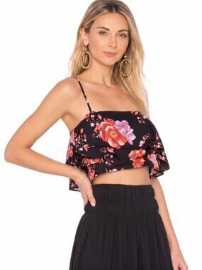 Tularosa Cullen Floral Ruffle Flutter Crop Top Sorority Mixer Date Party S NWT